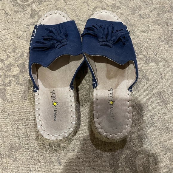 Blue Suede Slip-On Espadrilles - Picture 3 of 4